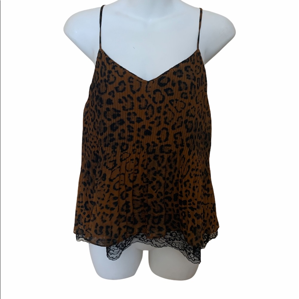 ZARA Leopard Print Lace Cami Tank Top